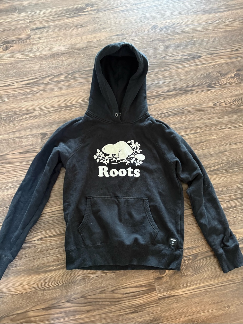 Roots Black Hoodie with White Logo